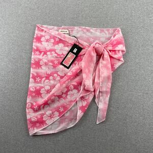 Blackbough Swim Sarong Hibiscus Dream Pink White Beach Swim Cover Up Tropical